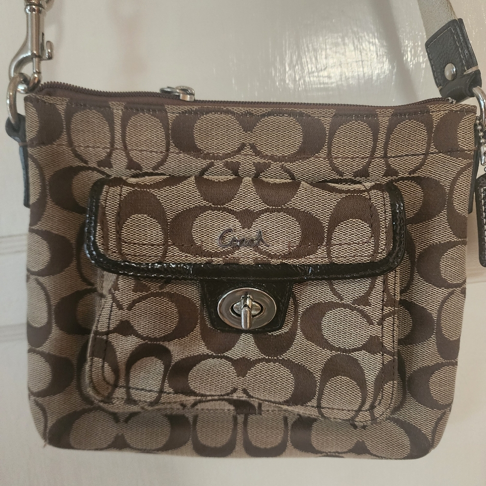 Signature Coach Brown Crossbody Bag